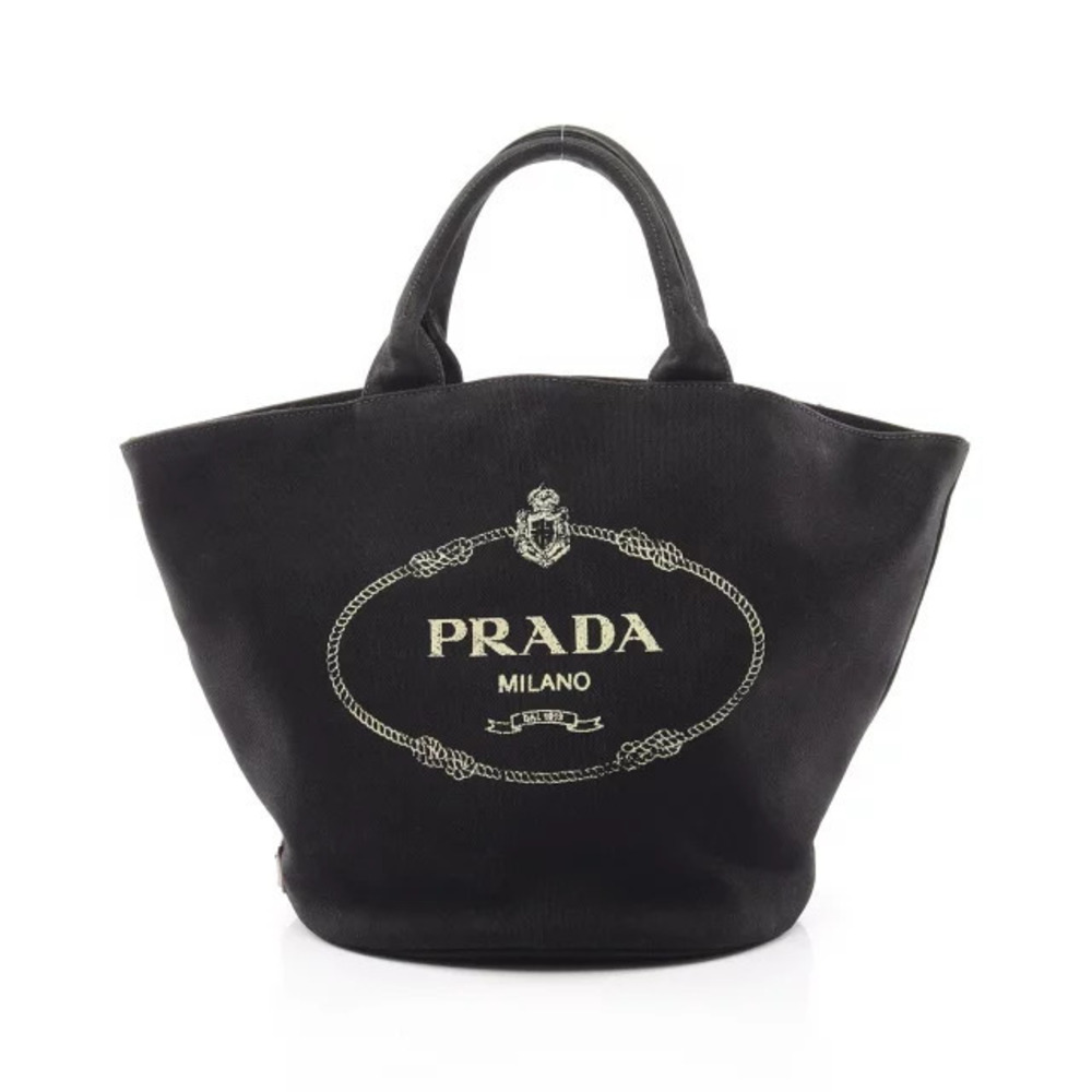 Prada Canapa Tote Bag Canvas Black